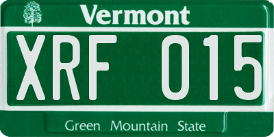 VT license plate XRF015