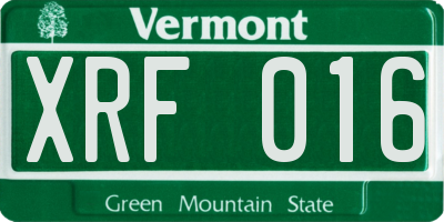 VT license plate XRF016
