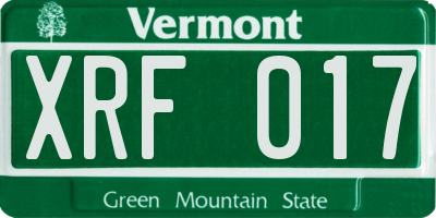 VT license plate XRF017