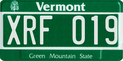 VT license plate XRF019