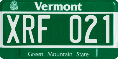 VT license plate XRF021