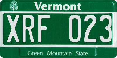 VT license plate XRF023