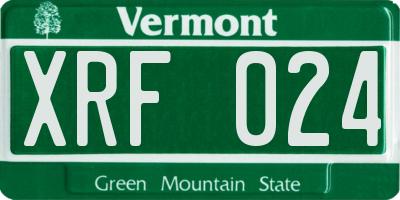 VT license plate XRF024
