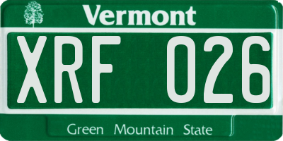 VT license plate XRF026