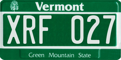 VT license plate XRF027