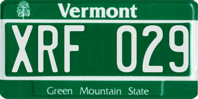 VT license plate XRF029