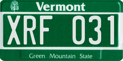 VT license plate XRF031