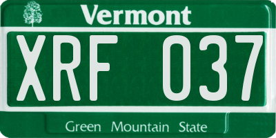 VT license plate XRF037