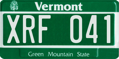 VT license plate XRF041
