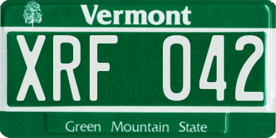 VT license plate XRF042