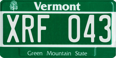 VT license plate XRF043