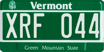 VT license plate XRF044