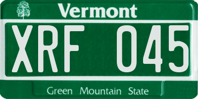 VT license plate XRF045