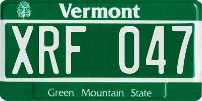 VT license plate XRF047
