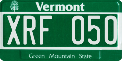 VT license plate XRF050