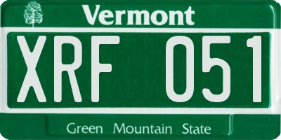 VT license plate XRF051