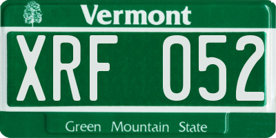 VT license plate XRF052