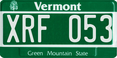 VT license plate XRF053