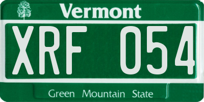 VT license plate XRF054