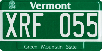 VT license plate XRF055