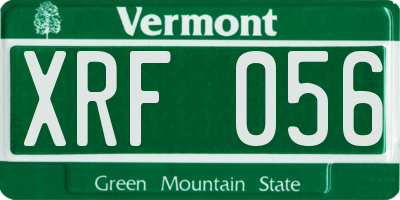 VT license plate XRF056
