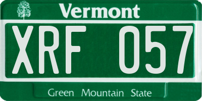 VT license plate XRF057