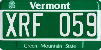 VT license plate XRF059
