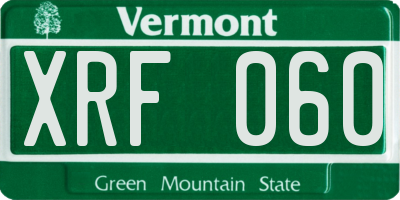 VT license plate XRF060
