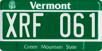 VT license plate XRF061