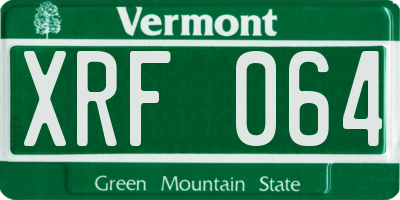 VT license plate XRF064