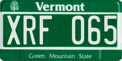 VT license plate XRF065