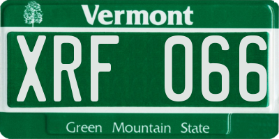 VT license plate XRF066
