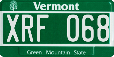 VT license plate XRF068