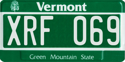 VT license plate XRF069