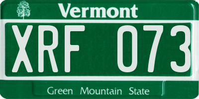 VT license plate XRF073