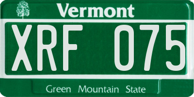 VT license plate XRF075
