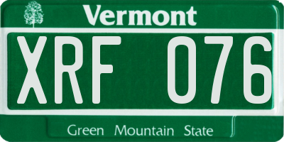 VT license plate XRF076