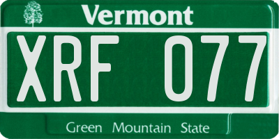 VT license plate XRF077