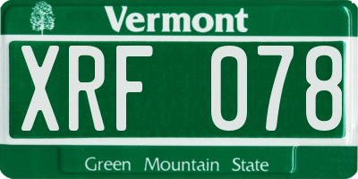 VT license plate XRF078