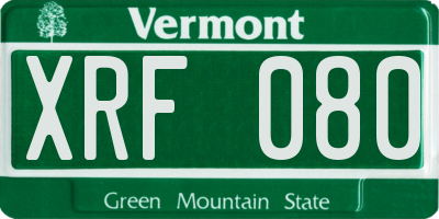 VT license plate XRF080