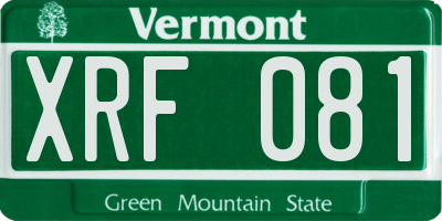 VT license plate XRF081