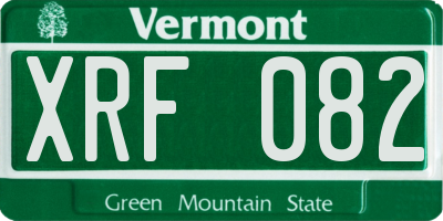 VT license plate XRF082