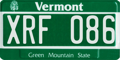 VT license plate XRF086