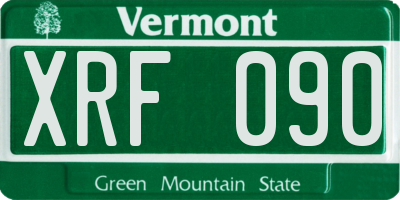 VT license plate XRF090