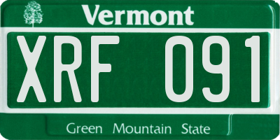 VT license plate XRF091