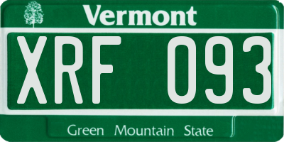 VT license plate XRF093