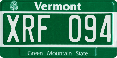 VT license plate XRF094