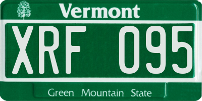 VT license plate XRF095