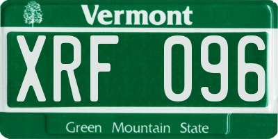 VT license plate XRF096
