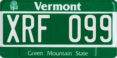 VT license plate XRF099
